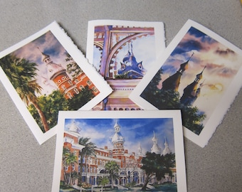 University of Tampa  4 cards Variety 5 x 7 Note cards or 8x10 print by @RTobaison #watercolorsNmore