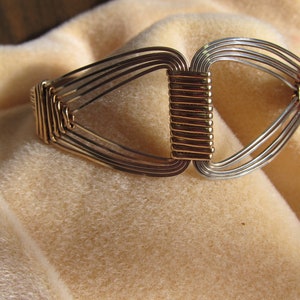 Grecian, Egyptian Bold statement .925 SS and 14K gold Filled wire wrap bracelet cuff bangle image 7