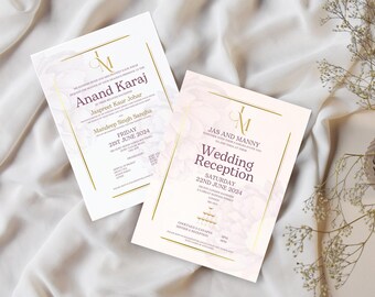 Sikh Wedding Invitations, A6, E-Invite, SmartPhone invitation, Email Invitation, Digital Announcement, Printable