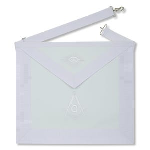 Premium Lambskin Masonic Master Mason White Embroidered Apron White Ribbon Handcrafted