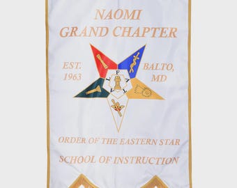 Bandera masónica OES bordada a medida: Decoración para logias y oficinas, 24x36 pulgadas.