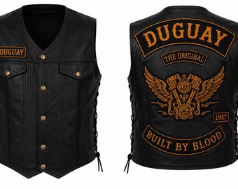 Personalized Leather Motorcycle Vest | Custom Embroidered Biker Vest for Riders