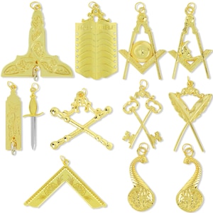 Masonic Lodge Premium Collar Jewels Set of 12 Pieces For Brothers - Official Regalia for Lodge members
