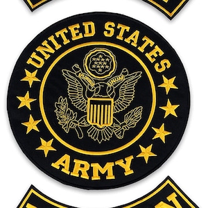 US Army Vetran Iron on Embroidered Large Back Patch for Vest/Jacket