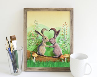 Two Bunny In Forest in Love