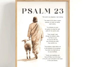 Psalm 23 The Lord is my Shepherd, Bible Verse Wall Art, Printable Poster Scripture, Modern Minimalist Christian Gift, Digital Download