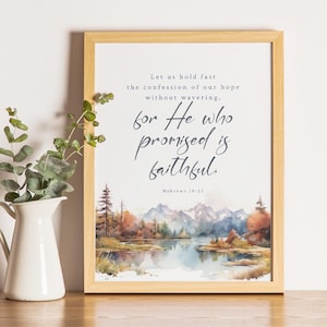 Hebrews 10:23 Bible Verse Wall Art, Digital Scripture Print, Christian Printable Poster, Encouraging Bible Verse Decor, Faith Gift Idea