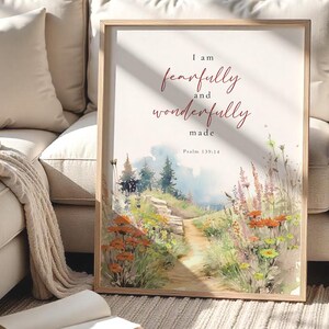 Psalm 139:14 Fearfully and Wonderfully made Bible Verse Wall Art Digital Print Scripture Wall Art Christian Gift Printable Verse