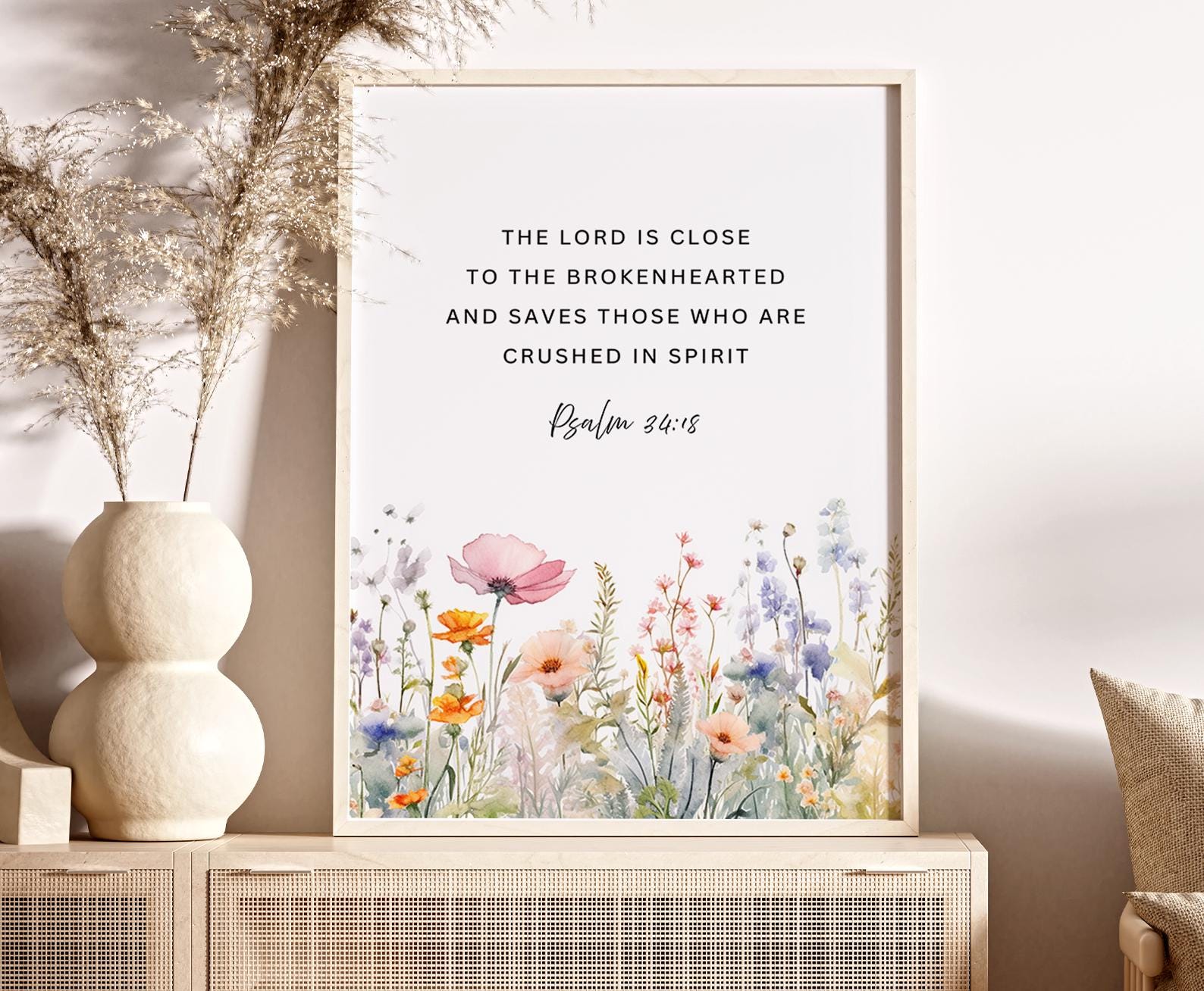 Psalm 34:18 Wall Art, the Lord is Close to the Brokenhearted Printable