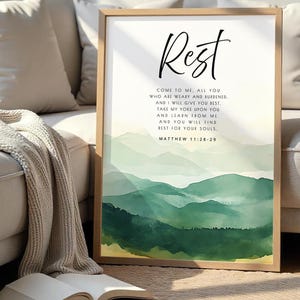 Come To Me All You Who Are Weary Matthew 11:28 Come Unto Me Bible Verse Wall Art Print Rest Scripture printable Christian Gift