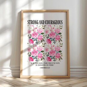 1 Corinthians 16:13 Bible Verse Wall Art, Be Strong Be Courageous Scripture Printable Poster, Christian Digital Print, Faith Home Decor