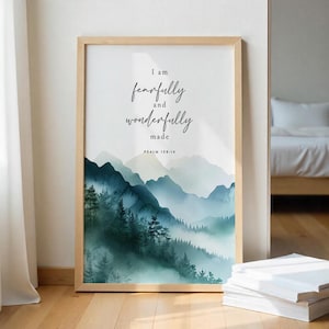 Psalm 139:14 Fearfully and Wonderfully made Bible Verse Wall Art Digital Print Scripture Wall Art Christian Gift Printable Verse