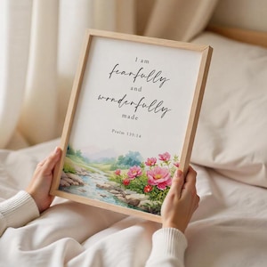 Psalm 139 Fürchterlich und wunderbar gemachte Bibel-Vers-Wandkunst, Digitaldruck-Schrift, druckbare Wandkunst, druckbares christliches Geschenk