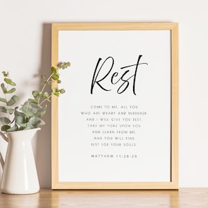 Matthew 11:28 Come to me Bible Verse Wall Art Digital Print Scripture Printable Poster Scripture Wall Art Christian Gift Printable Verse