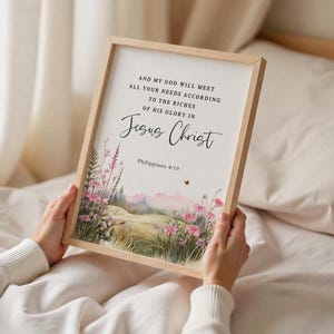 Philippians 4:19 Wall Art, And My God Will Meet All Your Needs Printable, Bible Verse Digital Download, Scripture Faith-Based Decor