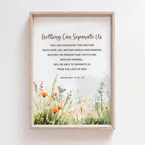 Romans 8 Wall Art, Nothing Can Separate Us from the Love of God Printable, Bible Verse Digital Download, Faith-Based Christian Decor