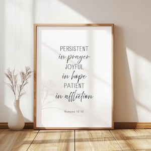 Romans 12:12 Minimalist Bible Verse Wall Art Digital Print Scripture Printable Poster Scripture Wall Art Christian Gift Printable Verse