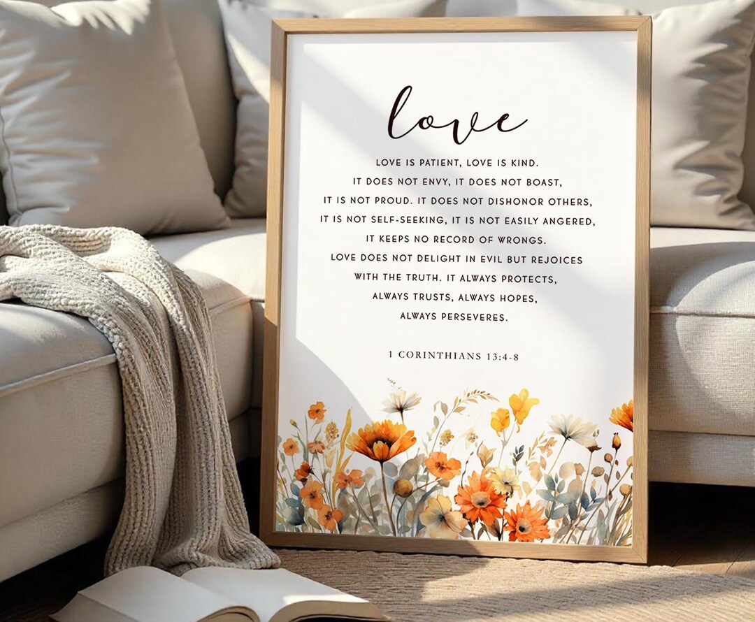 Love Bible Verse Printable, 1 Corinthians 13 Scripture Wall Art ...