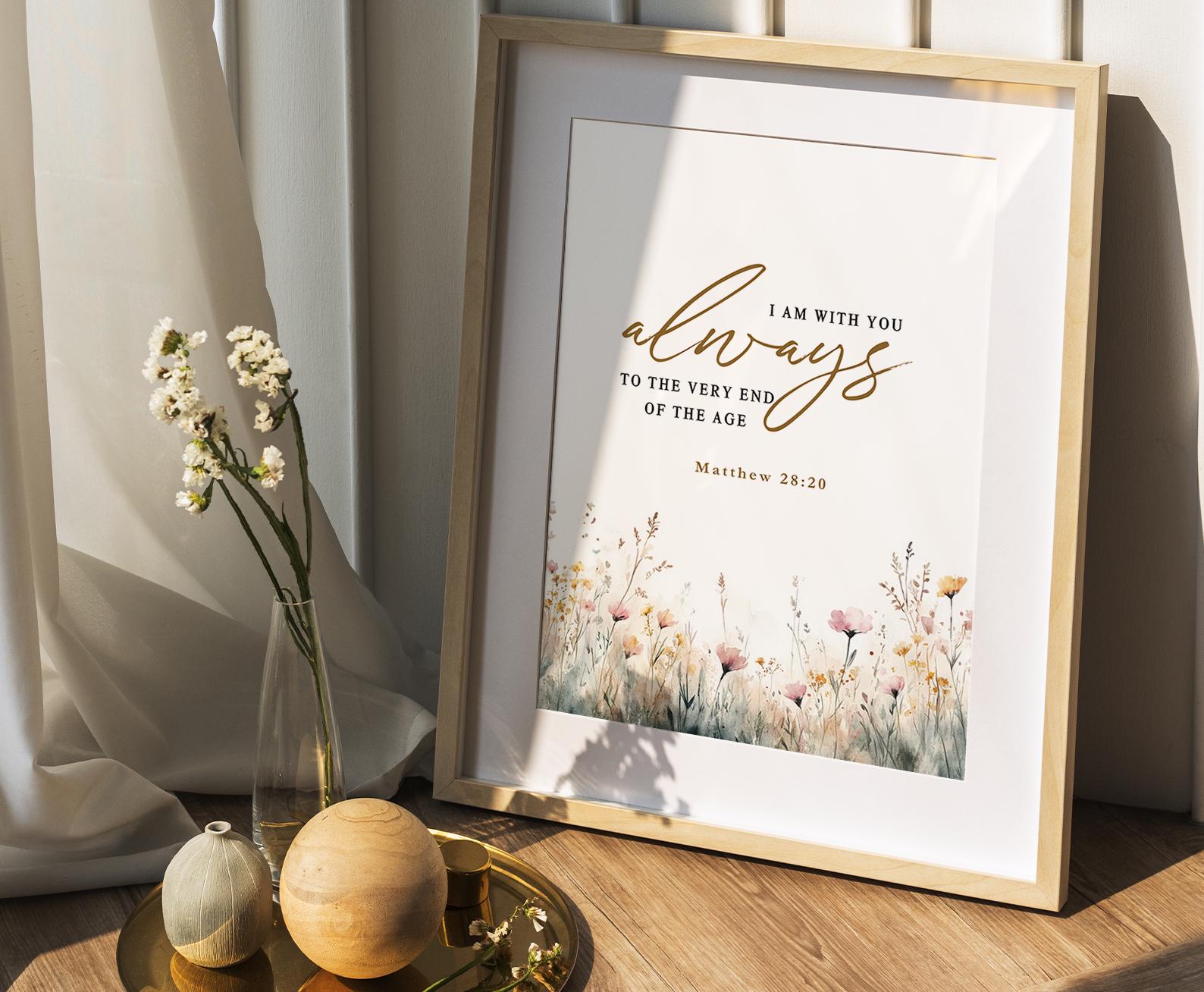 Dicksons Portafoto In Legno Con Scritta I Am With You - Matteo 28:20 - 20x20 Cm - 2