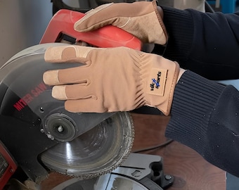 Cowhide Leather Woodworking Gloves: Cut-Resistant Safety Gloves