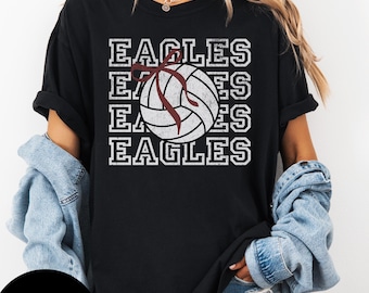 Eagles Volleyball T-Shirt: Distressed Mascot Tee, Huntsville School Spirit
