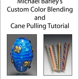 May include: A blue glass bead with yellow and white swirls against a white background. The bead has a textured surface with small bumps. The image also shows a collection of glass rods with different colour combinations of blue, yellow, white, and orange.