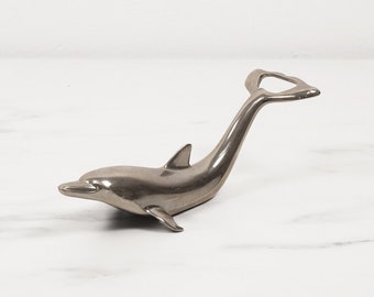 Silver Plated Dolphin Bottle Opener from West Germany | Vintage Novelty West German Barware