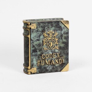 Vintage Codex Fumandi Bronze Cigarette Box | Mid-Century Book Design Smoking Accessory