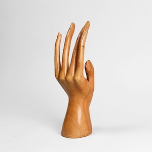 Buddha&#39;s Hand Wooden Sculpture Display | Vintage Hand-Carved Long Fingered Hand Art Object