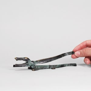 Walter Bosse Crocodile Nutcracker | Vintage Mid Century Brass Alligator Nut Cracker