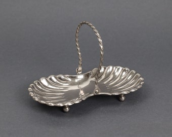 Silver Plated Seashell Basket With Ball Feet