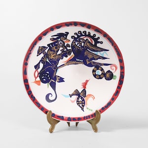 Rosenthal Alta Mira Porcelain Bowl | Vintage German Porcelain | Bird Design Gilbert Portanier Center Piece Footed Dish | Germany 1970s