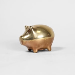 Brass Pig Piggy Bank | Vintage Solid Brass Pig Shape Money Box with a Twist Lock