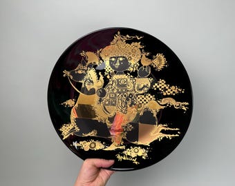 Björn Wiinblad Rosenthal Wall Plate: Gold & Silver 'Reiter' Design