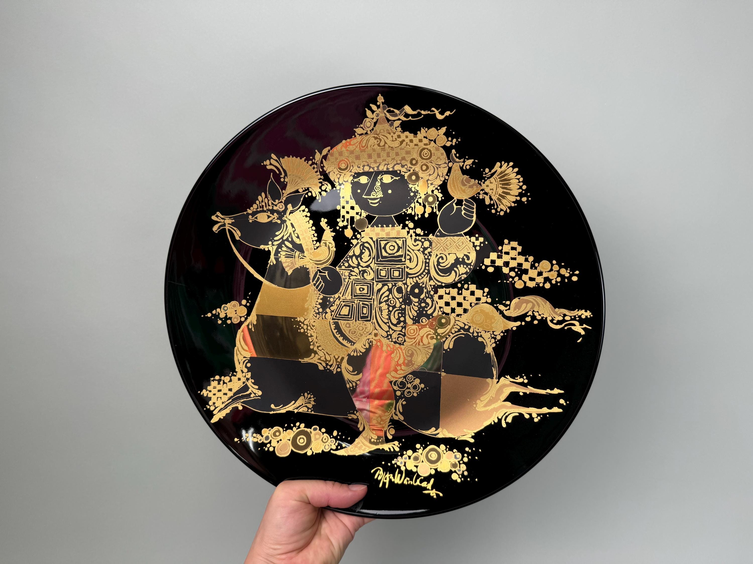 Björn Wiinblad Rosenthal Wall Plate: Gold & Silver 'reiter' Design