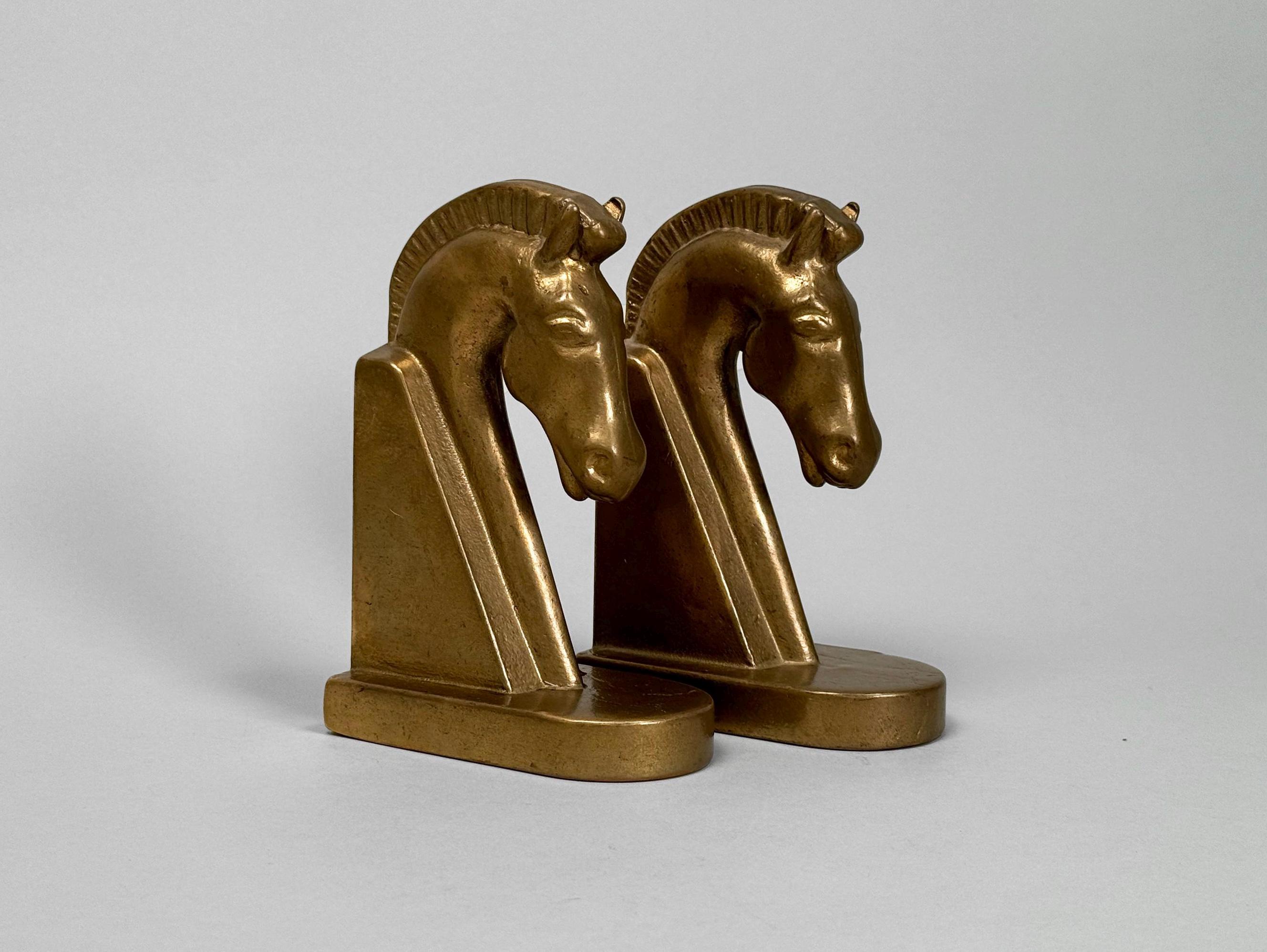 Vintage Art Deco Brass Horse Head Bookends: Equestrian Decor - Etsy