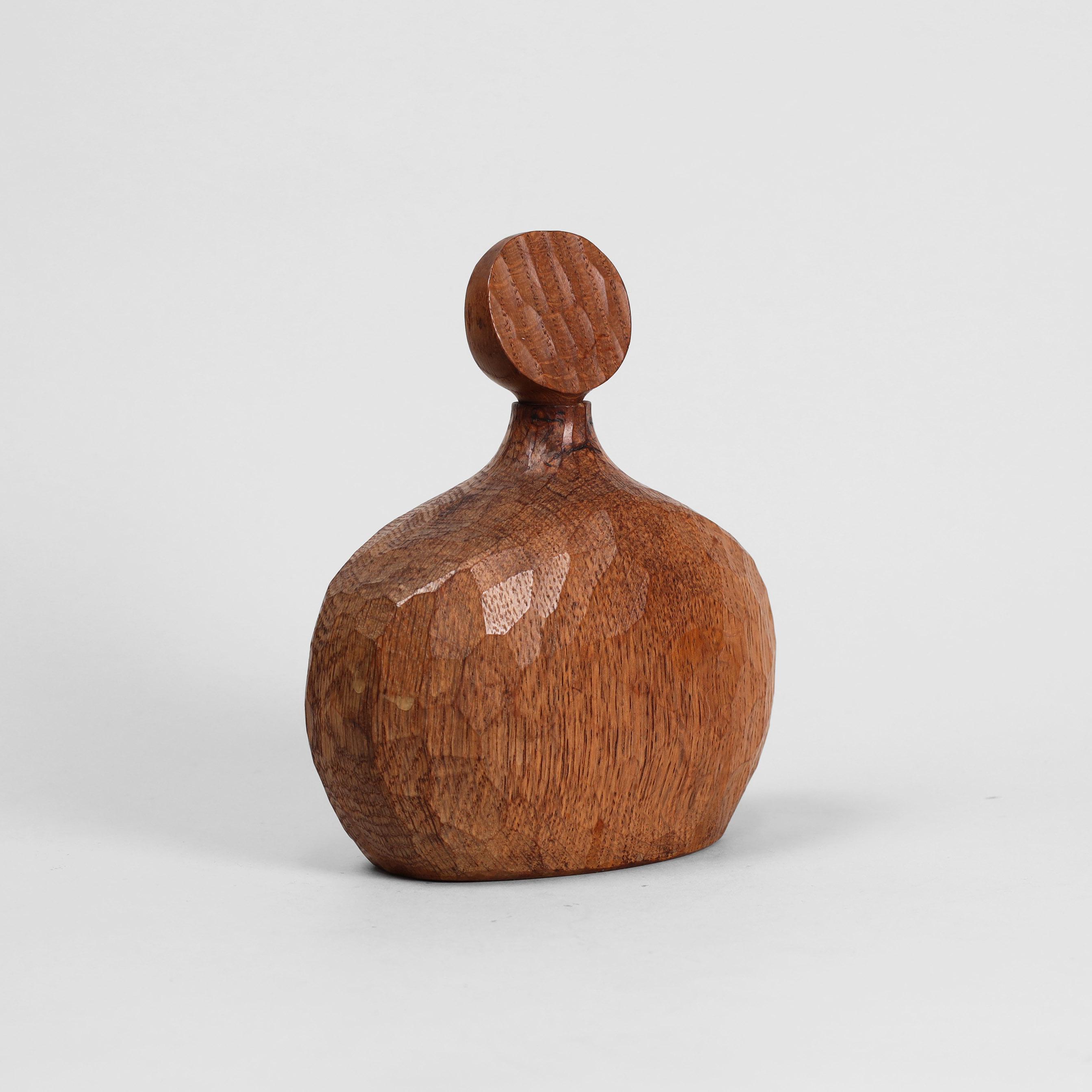 Brutalist Black Forest Wood Bottle: Vintage German Folk Art, Simon