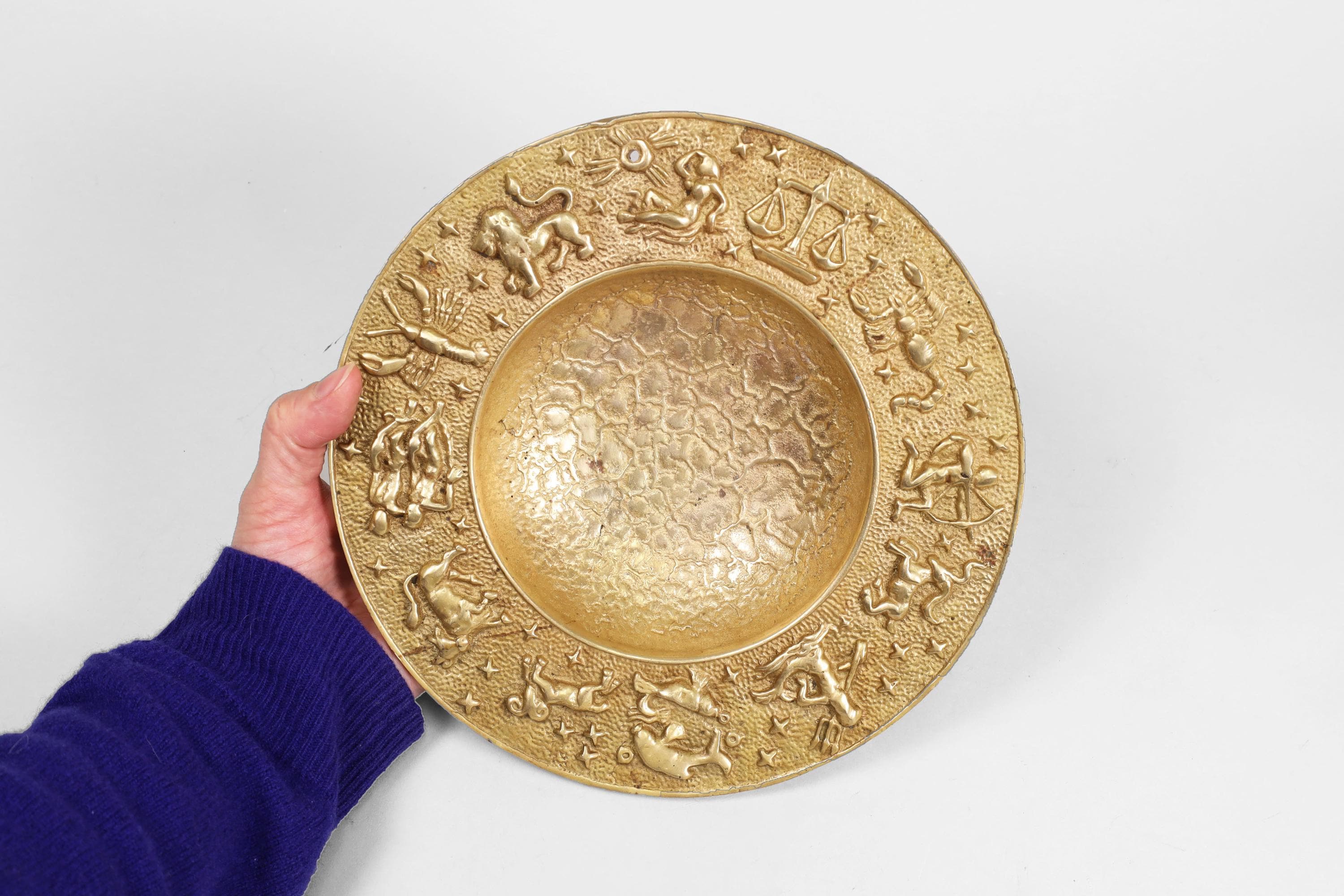 Retro IGT-PLATE Brass（retroism Vintage Brass Zodiac Bowl: 60s Danish Astrology Decor - Etsy