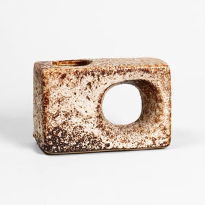 Brutalist Fat Lava Chimney Vase | Vintage Dutch Ceramic Lava Glaze Square Vase | Marius & Hugo Van Woerden for Vest | Holland 1970s