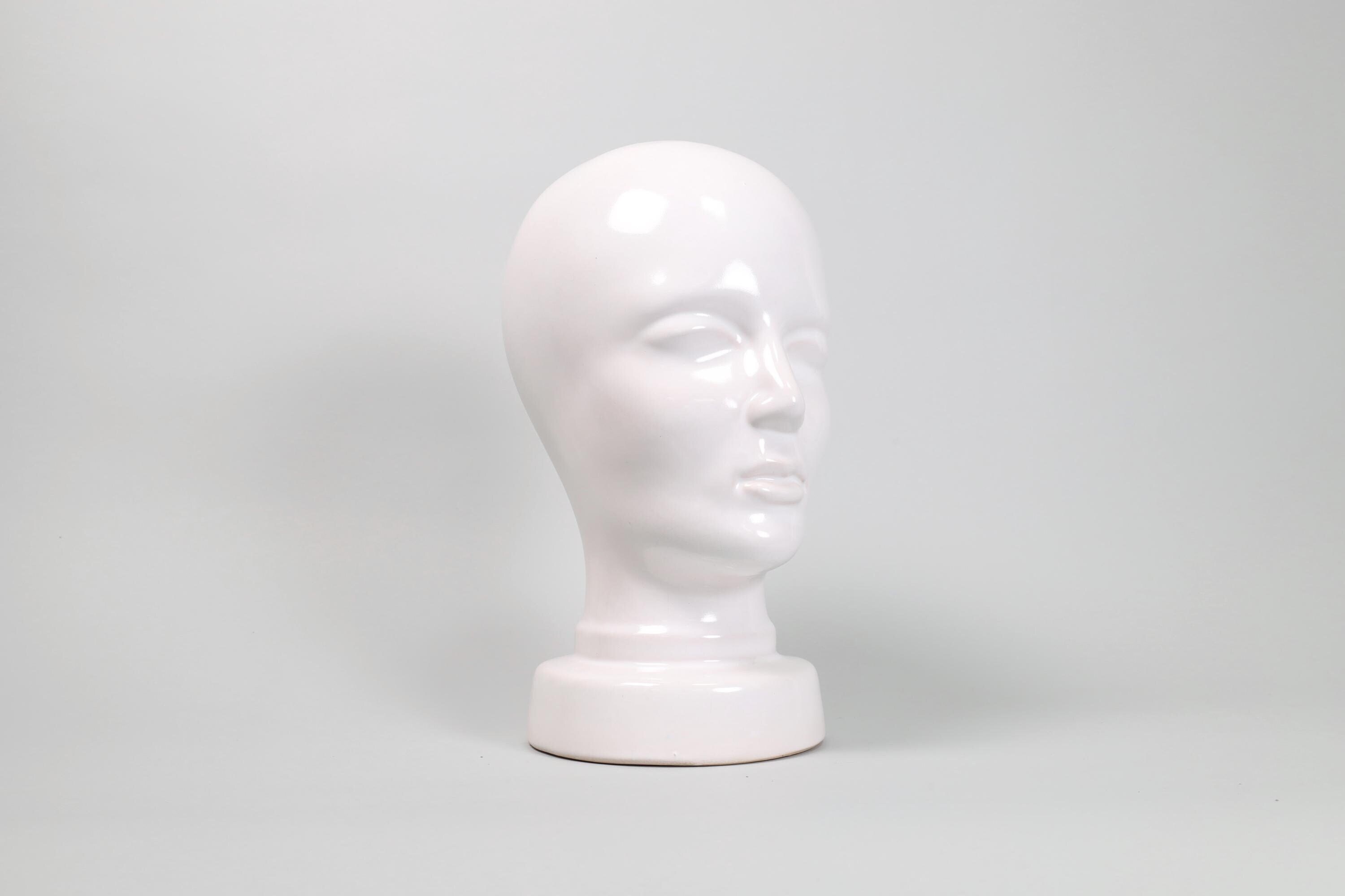 Vintage Ceramic Headphone Stand: West German Mannequin Bust, Hat
