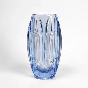 Rudolf Schrötter Bullet Vase | Vintage Czech Blue Art Glass | Mid-Century Modern Bohemian Rosice Glassworks | Czechoslovakia 1960s