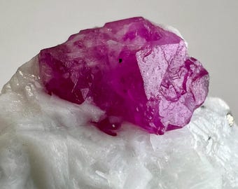 32g Natural Ruby Crystal on White Matrix – Vibrant Gemstone Specimen, Collector’s Minera Specimen - Afghanistan