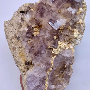 3402 Gram Gorgeous Natural Perfect Purple Cubic Fluorite With Calcite Specimen - Kharan Pakistan