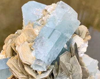 Natuurlijke aquamarijn dubbele kristalcluster – edelsteenkwaliteit Beryl, Pakistan