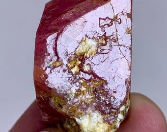 21g Natural Fluorescent Red Spinel Crystal with Matrix – UV Reactive Gemstone Specimen - Tanzania (Mahenge)