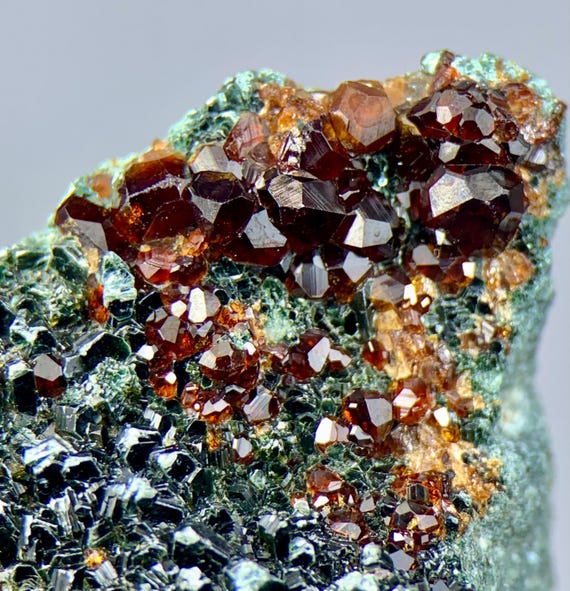 35g Sparkling Spessartine Garnet With Clinochlore Crystal on