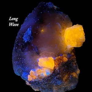 129 Gm Fire Fluorescent Wernerite-Scapolite Crystal On Calcite – Bright Yellow LW UV Glow – Rare Mineral Specimen - Afghanistan