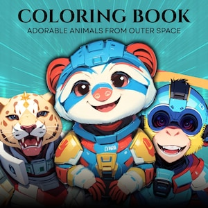 30 Sci-fi Animals Coloring Pages - Kids And Adult Coloring Book, Cute Animals Coloring Book, Instant Download, Printable PDF File