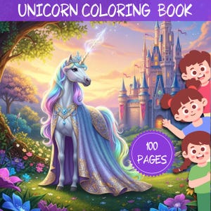 Unicorn Coloring Book for Kids, Unicorn Coloring Pages, Printable Coloring Pages, Kids Coloring Pages, Unicorn Sheets, Girls Coloring Pages