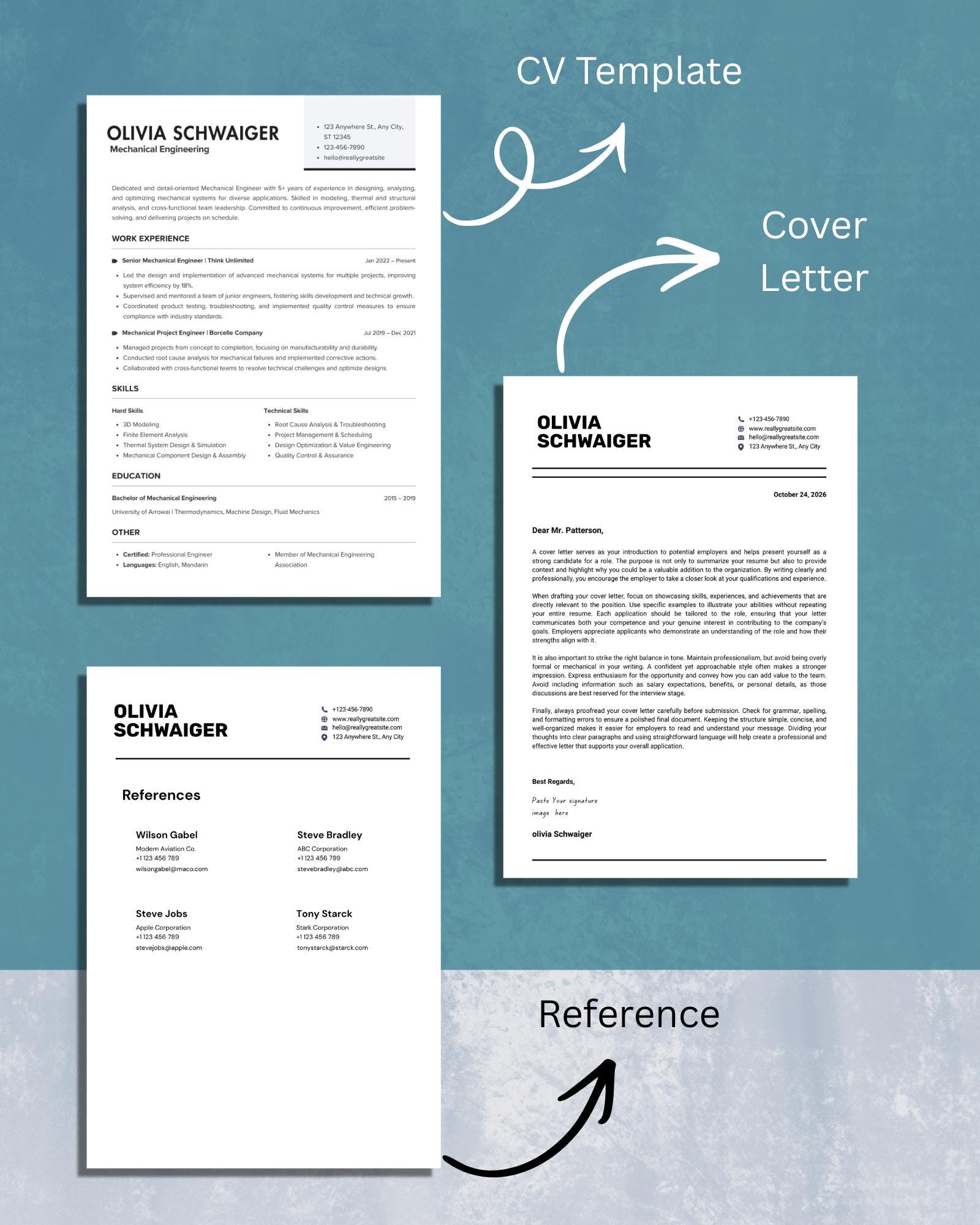 Modern ATS Friendly Resume Template for Word & Canva, 1 Page CV ...
